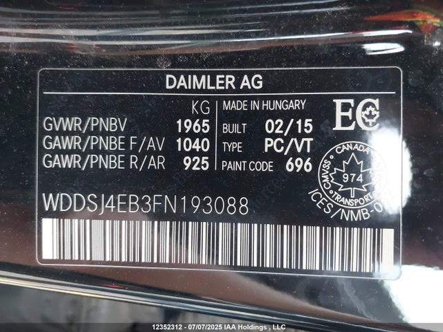 WDDSJ4EB3FN193088 Mercedes-Benz 2015