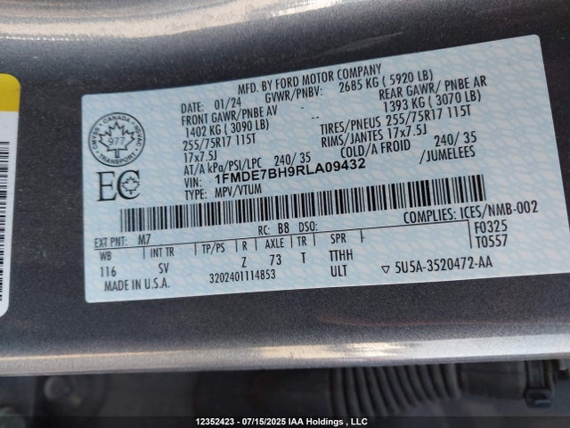 1FMDE7BH9RLA09432 Ford ecoboost