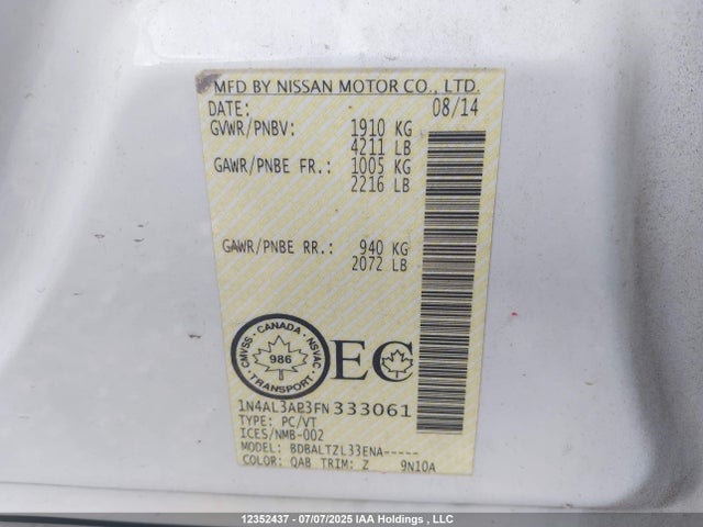 1N4AL3AP3FN333061 Nissan Altima