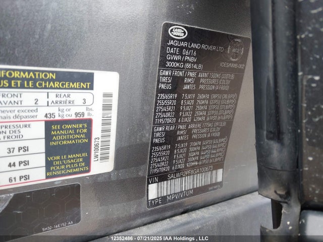 Land Rover s/c lev3 sulev30 2016 SALWR2PF8GA100673 Image 9