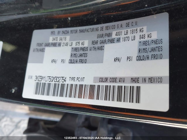 3MZBM1U75GM302754 Mazda pe