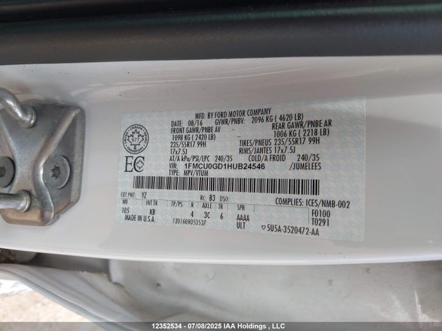 1FMCU0GD1HUB24546 Ford gtdi sigma w/premium fuel