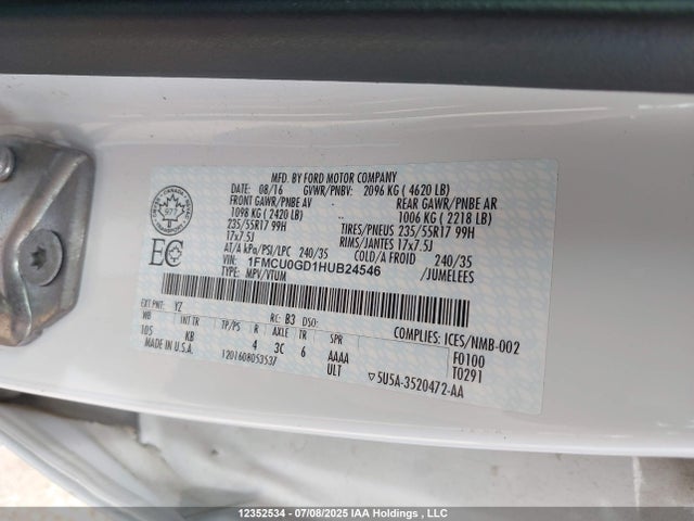 1FMCU0GD1HUB24546 Ford gtdi sigma w/premium fuel