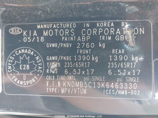 KIA gdi lamda - ii 2019 KNDMB5C13K6463330 Image 18