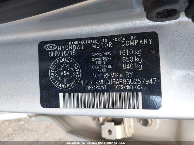 KMHCU5AE8GU257947 Hyundai dohc gdi gamma