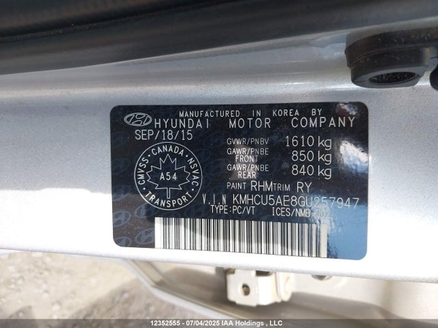 KMHCU5AE8GU257947 Hyundai dohc gdi gamma