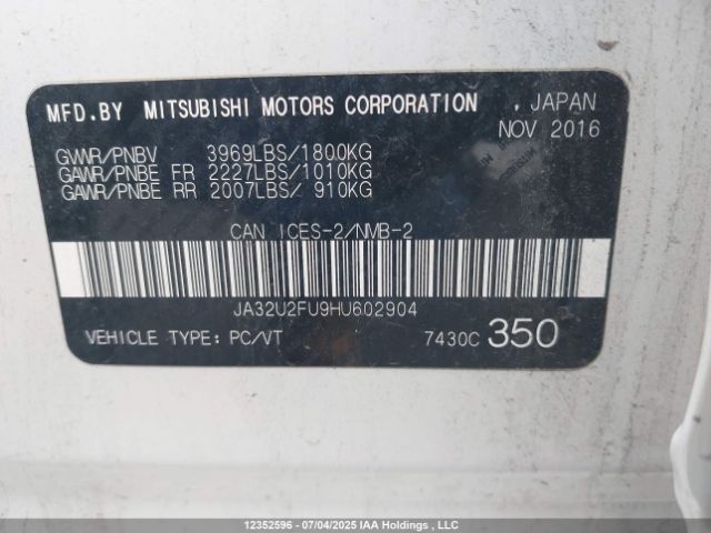 JA32U2FU9HU602904 Mitsubishi 2.0 dohc mivec