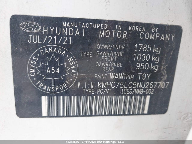 KMHC75LC5NU267707 Hyundai gdi kappa