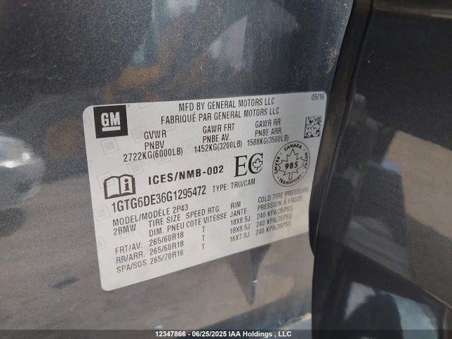 1GTG6DE36G1295472 GMC lfx - sidi, vvt, e85 max, aluminum