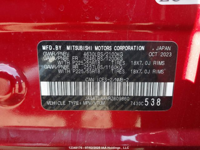 JA4ATVAAXRZ609860 Mitsubishi tc/ic mivec
