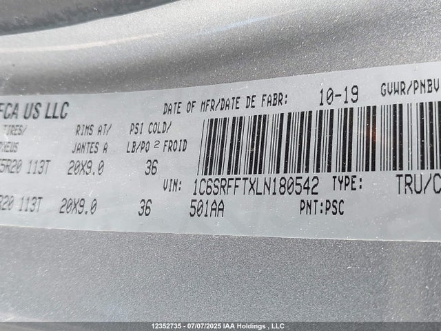 RAM 2020 2020 1C6SRFFTXLN180542 Image 9