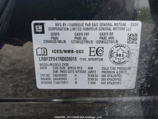 LRBFZPE47RD038916 Buick lsy