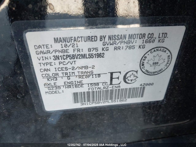 3N1CP5BV2ML551962 Nissan 2021