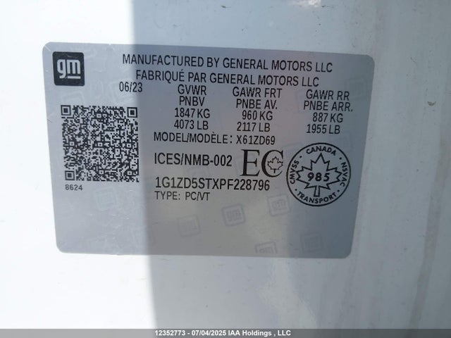 1G1ZD5STXPF228796 Chevrolet lfv