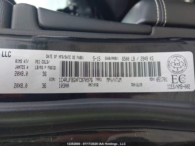 1C4RJFBGXFC870976 Jeep Grand Cherokee