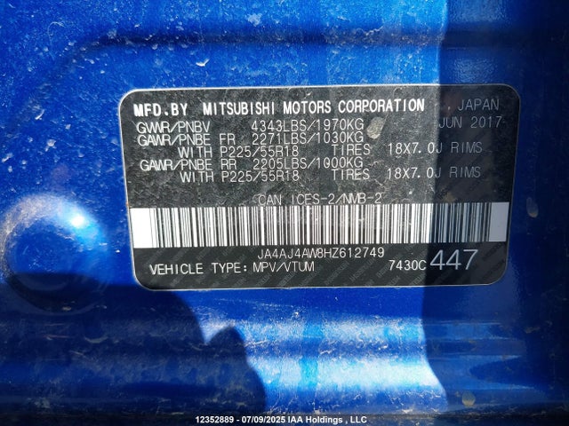 JA4AJ4AW8HZ612749 Mitsubishi 2.4 dohc mivec