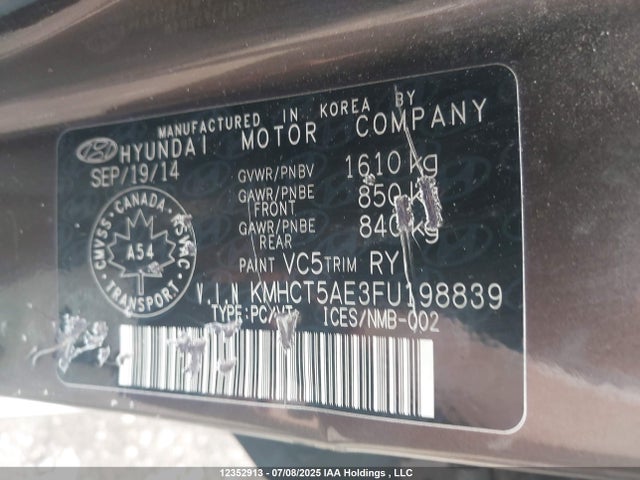 Hyundai dohc gdi gamma 2015 KMHCT5AE3FU198839 Image 8