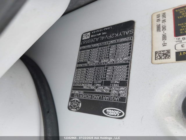 Land Rover RANGE ROVER VELAR 2020 SALYK2FV4LA269587 Image 9