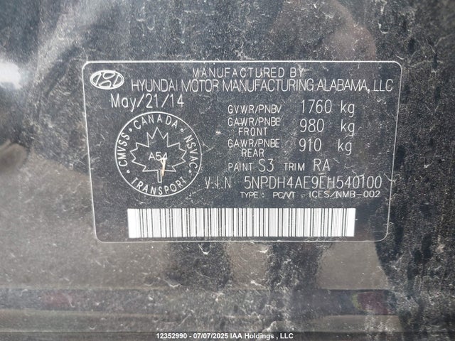 Hyundai dohc mpi nu 2014 5NPDH4AE9EH540100 Image 9