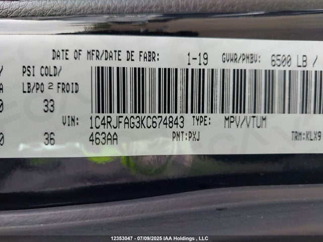 Продаж на аукціоні авто 2019 Jeep Grand Cherokee Laredo, vin: 1C4RJFAG3KC674843, номер лоту: 12353047
