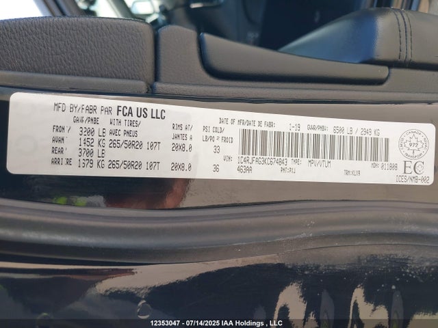 Продаж на аукціоні авто 2019 Jeep Grand Cherokee Laredo, vin: 1C4RJFAG3KC674843, номер лоту: 12353047