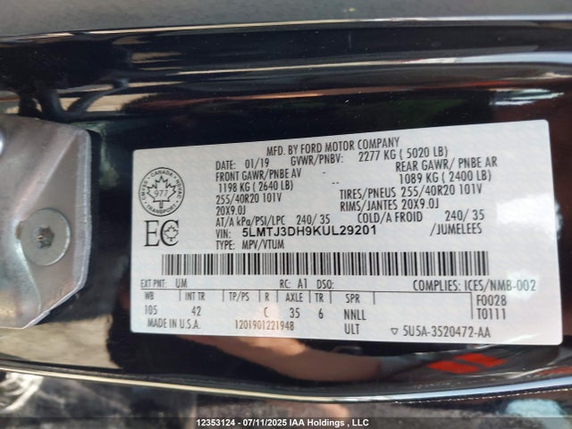 5LMTJ3DH9KUL29201 Lincoln 2.3l ecoboost
