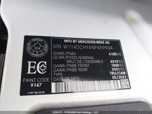 W1Y4DCHY6NP459934 Mercedes-Benz om651