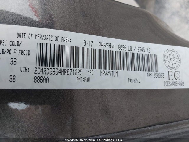 2C4RDGBG4HR871225 Dodge Grand Caravan