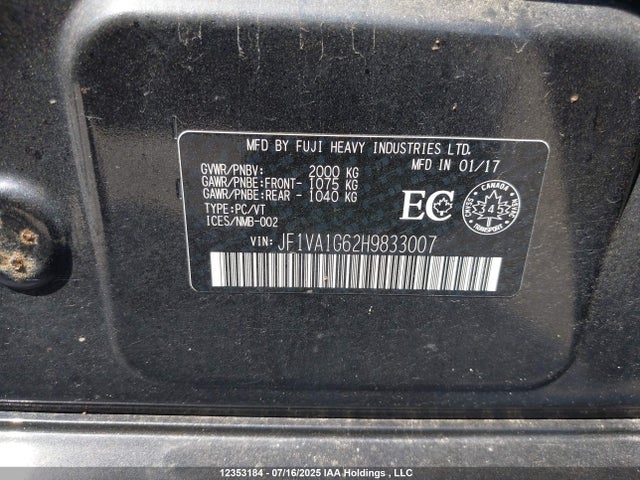 JF1VA1G62H9833007 Subaru dib