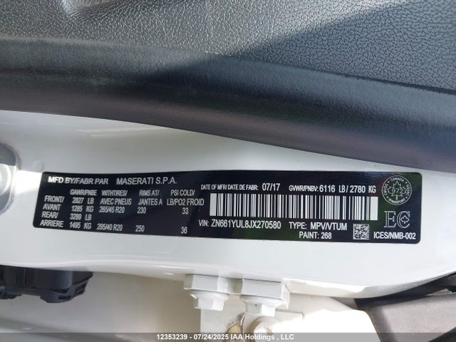 ZN661YUL8JX270580 Maserati m156e