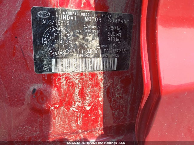 KMHD84LF6HU272151 Hyundai Elantra