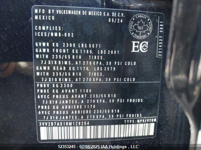 3VV2B7AX1RM129254 Volkswagen tsi