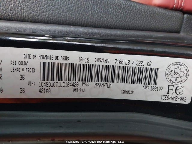 1C4SDJCT1LC164420 Dodge 2020