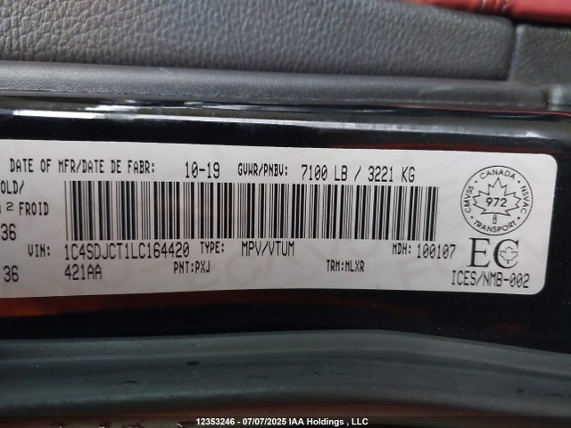 1C4SDJCT1LC164420 Dodge 2020