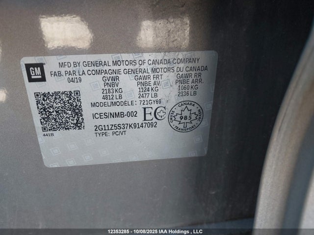 2G11Z5S37K9147092 Chevrolet lfx - spark ignited direct injection, vvt, e85 max, alum