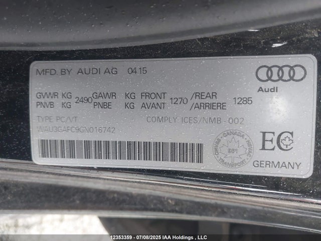 WAU3GAFC9GN016742 Audi 2016