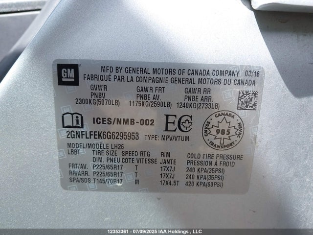 2GNFLFEK6G6295953 Chevrolet lea - e85 max, aluminum