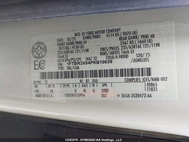 1FTBR3X84PKB10639 Ford Transit-250 Cargo