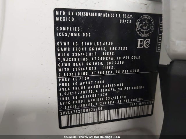 3VVLX7B26RM125256 Volkswagen tsi