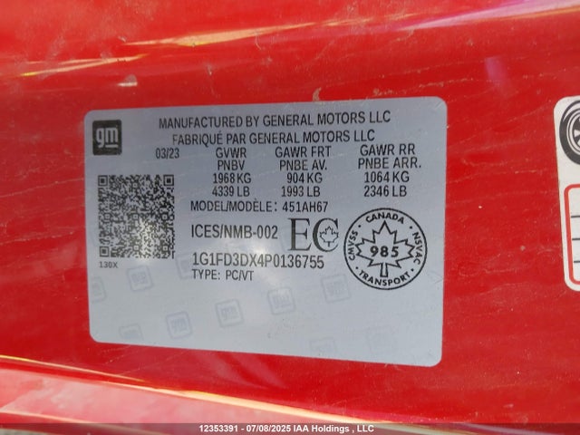Chevrolet ltg 2023 1G1FD3DX4P0136755 Image 9