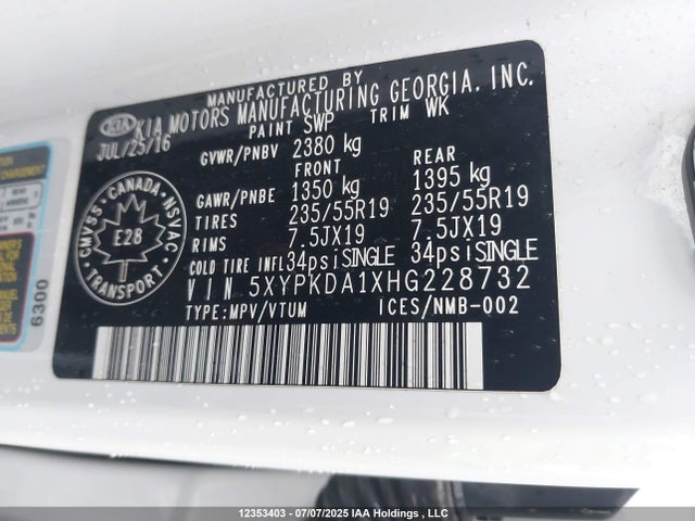 5XYPKDA1XHG228732 KIA Sorento