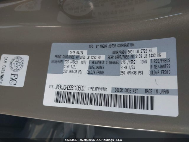 JM3KJDHD9S1105001 Mazda h3 standard power