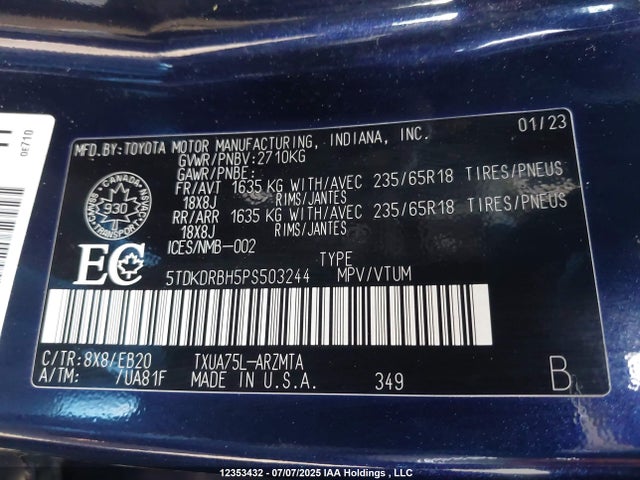 Toyota t24a-fts 2023 5TDKDRBH5PS503244 Image 9