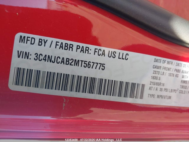 3C4NJCAB2MT567775 Jeep Compass