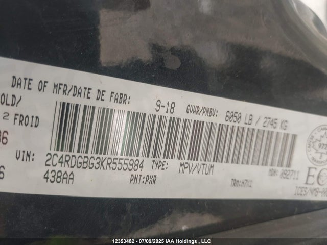 2C4RDGBG3KR555984 Dodge 2019