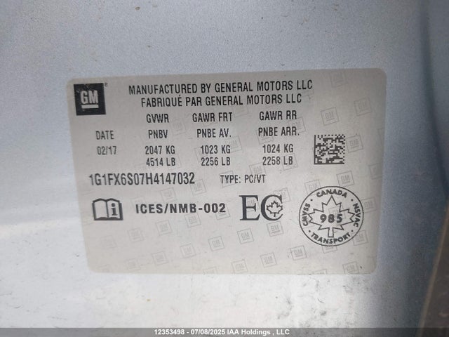 1G1FX6S07H4147032 Chevrolet 2017