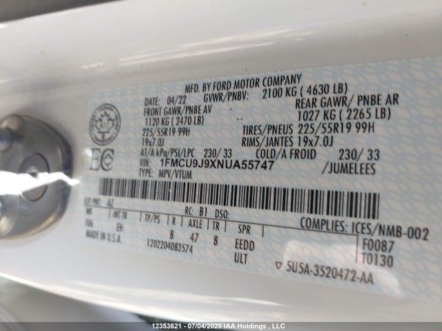 1FMCU9J9XNUA55747 Ford gtdi 240ps
