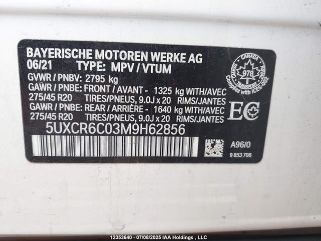 5UXCR6C03M9H62856 BMW X5