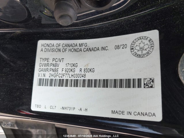 2HGFC2F77LH030048 Honda k20c2