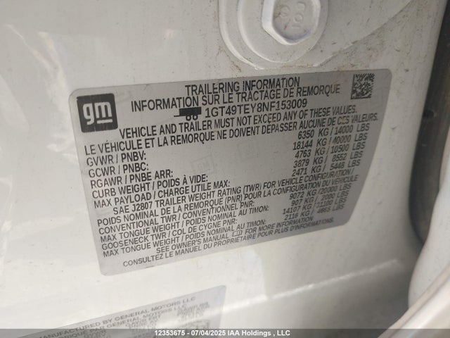 1GT49TEY8NF153009 GMC l5p